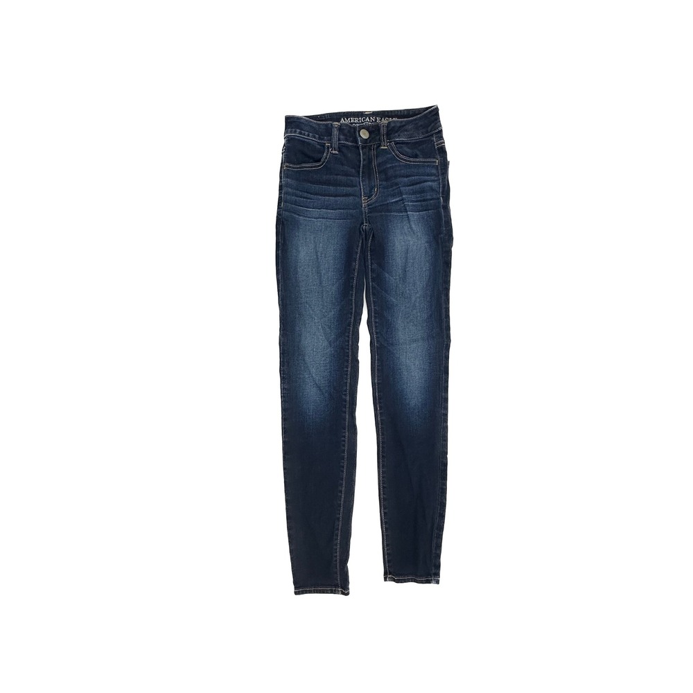 American Eagle Hi-Rise Jegging Womens 00 Dark Blue Super Stretch Denim Pantsβ